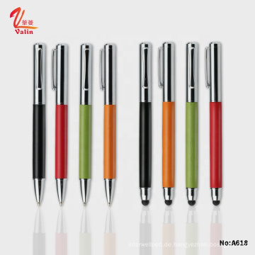 Custom Logo Stylus Metal Ball Stift Firmenleder -Puste mit Schachtel